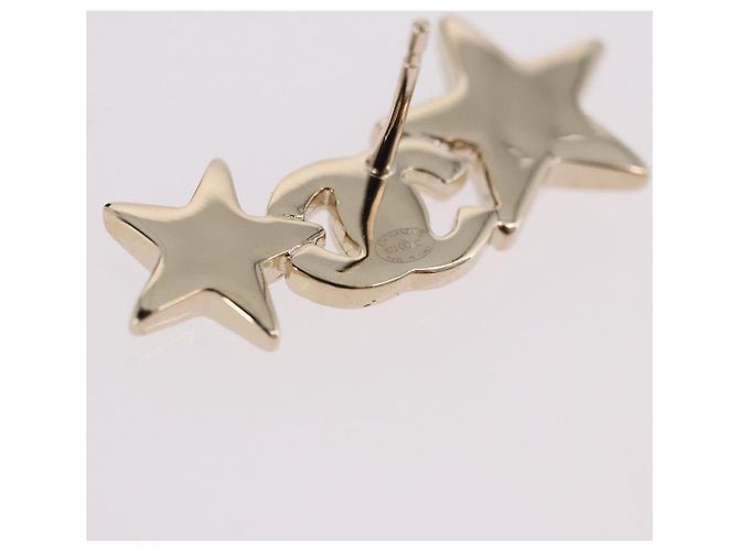 CHANEL Rhinestone COCO Mark Earring Metal Gold Tone CC - vista 7