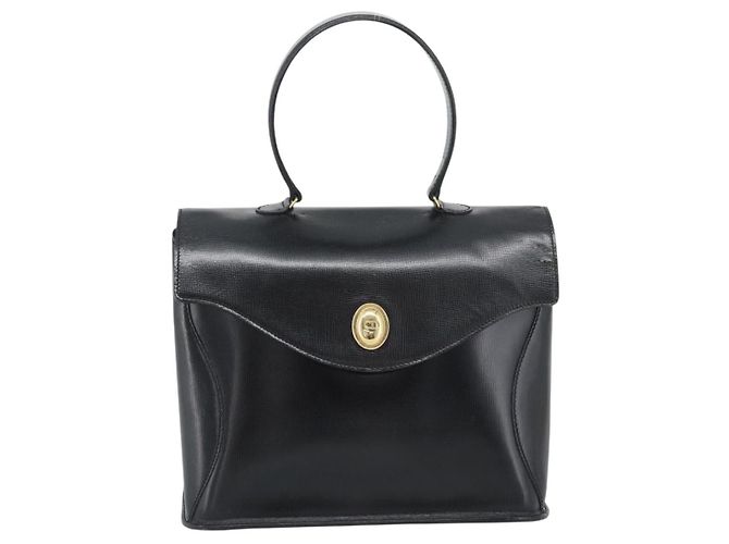 Christian Dior Hand Bag Leather Black Gold Tone - vista 2