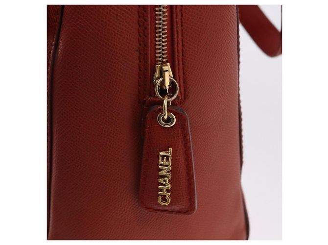 CHANEL Tote Bag Leather Orange Gold Tone CC - vista 15
