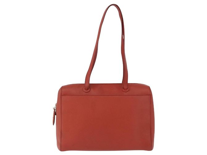 CHANEL Tote Bag Leather Orange Gold Tone CC - vista 2
