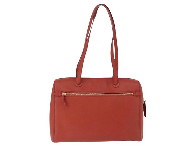 CHANEL Tote Bag Leather Orange Gold Tone CC - vista 3