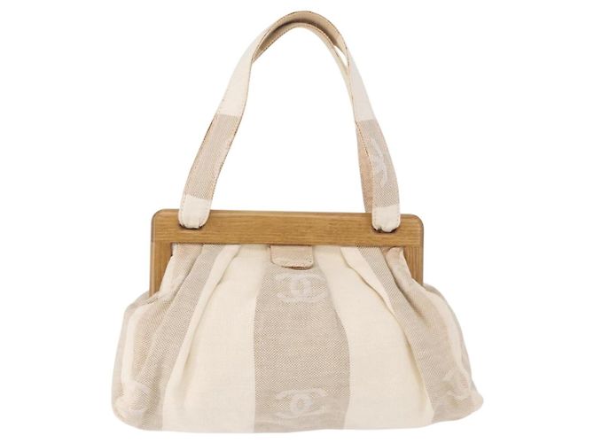 CHANEL Hand Bag Canvas Beige Gold CC - vista 2