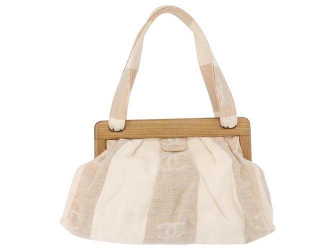 CHANEL Hand Bag Canvas Beige Gold CC - vista 3