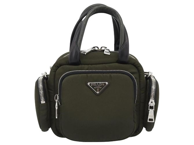 PRADA Hand Bag Nylon 2way Khaki Silver - vista 2