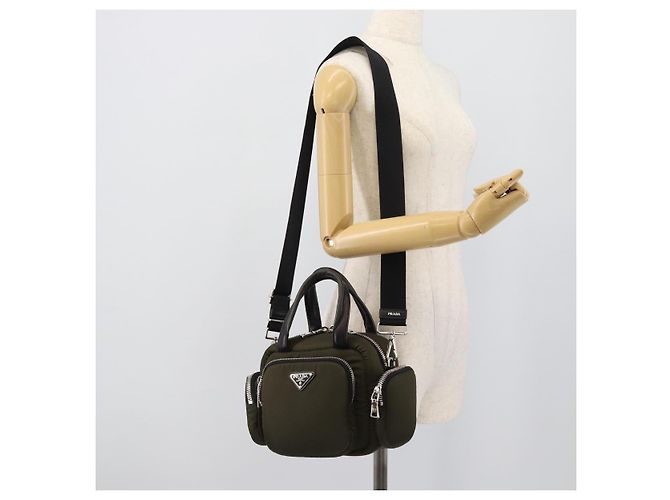 PRADA Hand Bag Nylon 2way Khaki Silver - vista 27