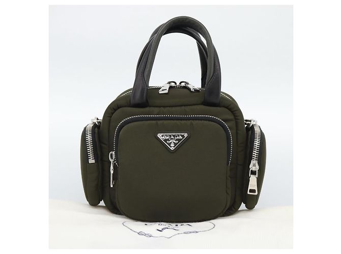 PRADA Hand Bag Nylon 2way Khaki Silver - vista 28