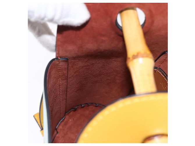 LOEWE Hand Bag Leather 2way KEN PRICE Yellow Silver - vista 23