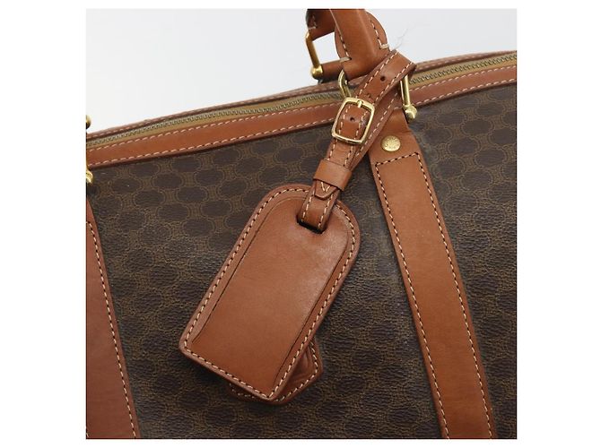 Céline CELINE Macadam Canvas Boston Bag PVC Leather Brown Gold - vista 14