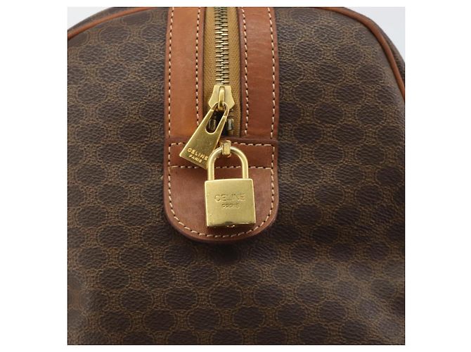 Céline CELINE Macadam Canvas Boston Bag PVC Leather Brown Gold - vista 17