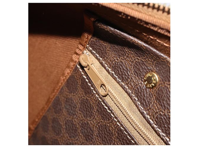 Céline CELINE Macadam Canvas Boston Bag PVC Leather Brown Gold - vista 22