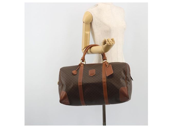 Céline CELINE Macadam Canvas Boston Bag PVC Leather Brown Gold - vista 24