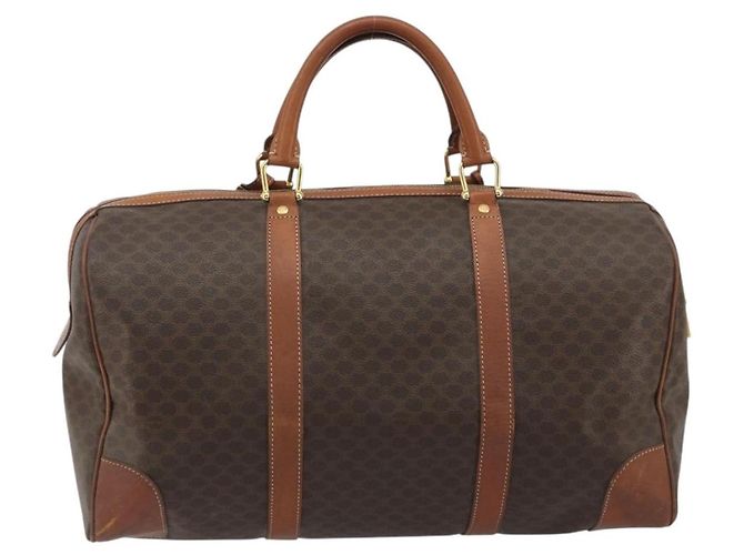 Céline CELINE Macadam Canvas Boston Bag PVC Leather Brown Gold - vista 3