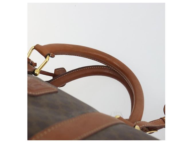 Céline CELINE Macadam Canvas Boston Bag PVC Leather Brown Gold - vista 8