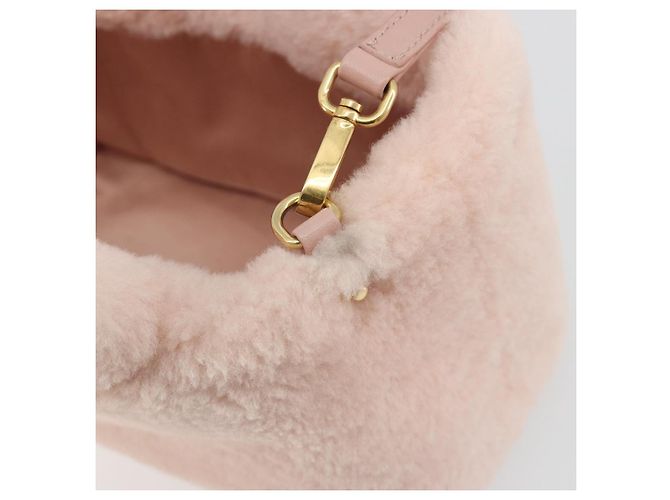 Miu Miu Hand Bag Fur 2way Pink Gold Tone - vista 17