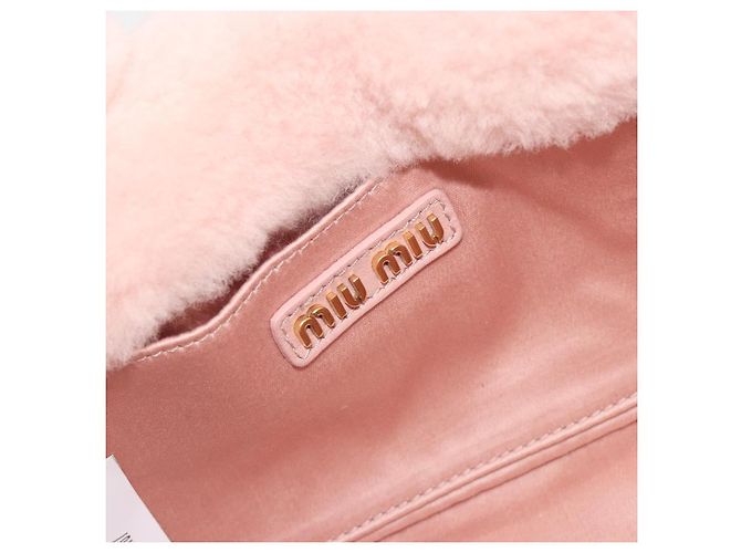 Miu Miu Hand Bag Fur 2way Pink Gold Tone - vista 19