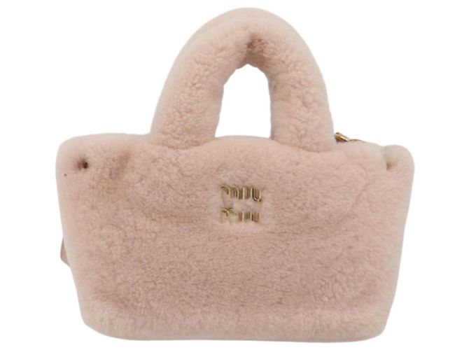 Miu Miu Hand Bag Fur 2way Pink Gold Tone - vista 2