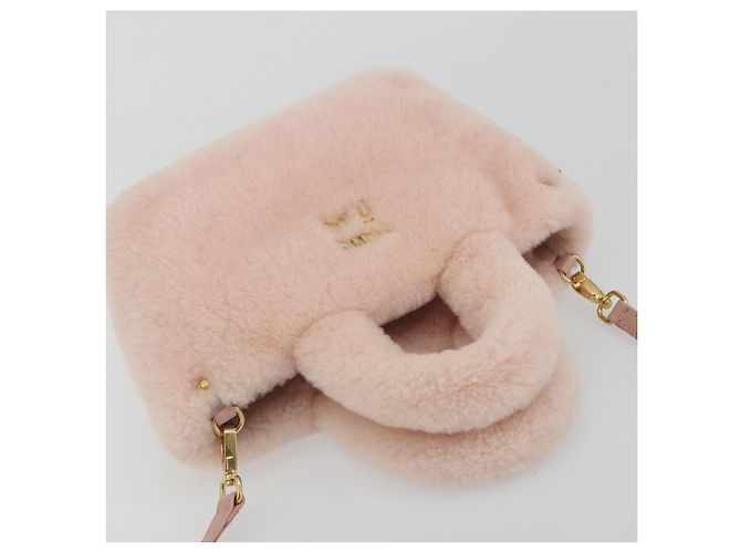 Miu Miu Hand Bag Fur 2way Pink Gold Tone - vista 6