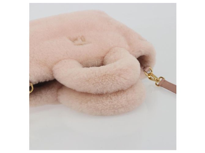 Miu Miu Hand Bag Fur 2way Pink Gold Tone - vista 7