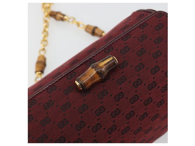 GUCCI Micro GG Canvas Chain Shoulder Bag Red Gold - vista 14