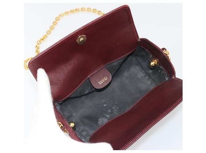 GUCCI Micro GG Canvas Chain Shoulder Bag Red Gold - vista 15
