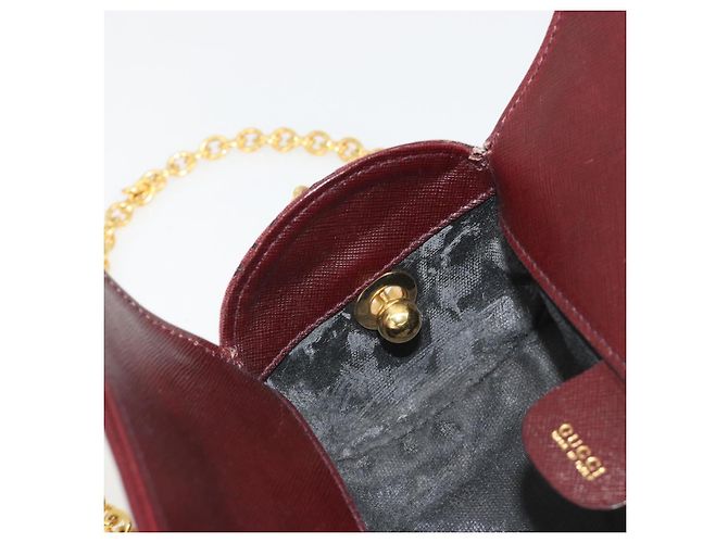 GUCCI Micro GG Canvas Chain Shoulder Bag Red Gold - vista 19