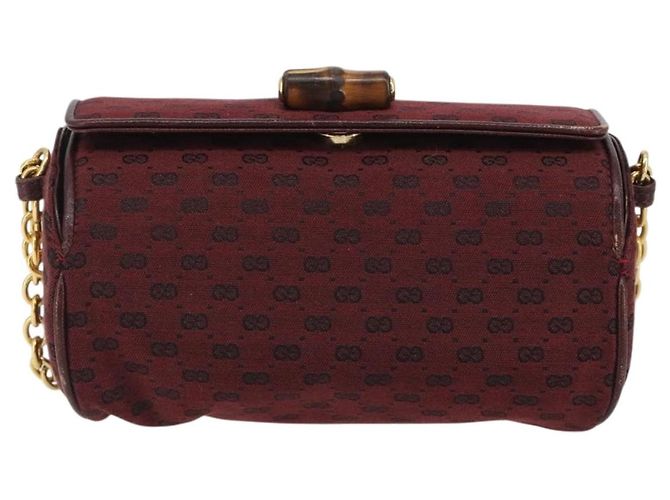 GUCCI Micro GG Canvas Chain Shoulder Bag Red Gold - vista 2