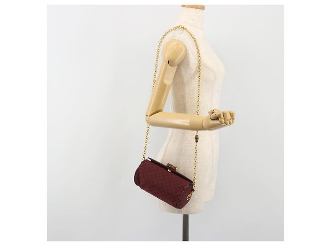 GUCCI Micro GG Canvas Chain Shoulder Bag Red Gold - vista 21