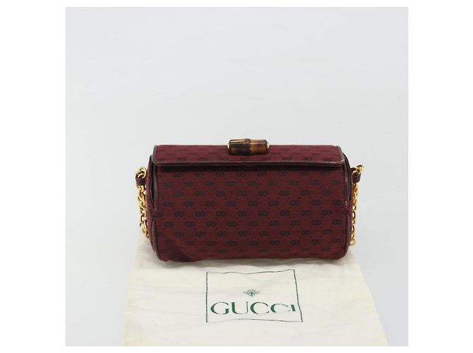 GUCCI Micro GG Canvas Chain Shoulder Bag Red Gold - vista 22