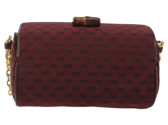 GUCCI Micro GG Canvas Chain Shoulder Bag Red Gold - vista 3