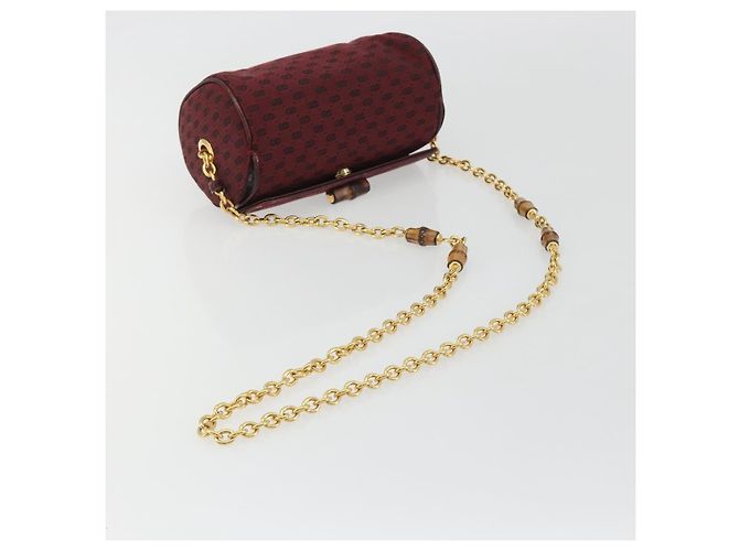GUCCI Micro GG Canvas Chain Shoulder Bag Red Gold - vista 7