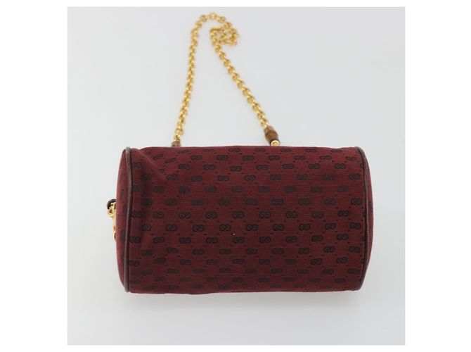 GUCCI Micro GG Canvas Chain Shoulder Bag Red Gold - vista 9
