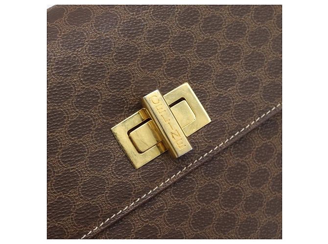 Céline CELINE Macadam Canvas Shoulder Bag PVC Leather Brown Gold - vista 14