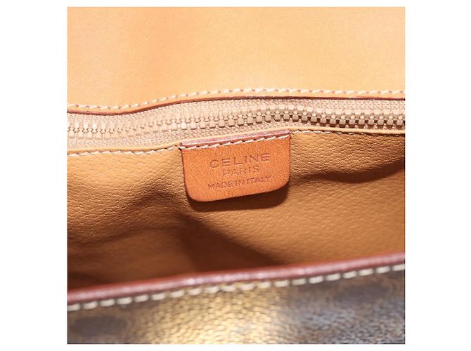 Céline CELINE Macadam Canvas Shoulder Bag PVC Leather Brown Gold - vista 16