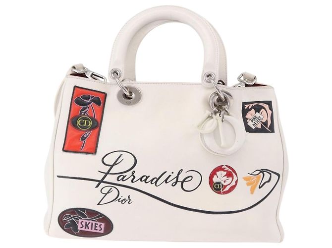 Christian Dior Hand Bag Leather 2way White Silver - vista 2