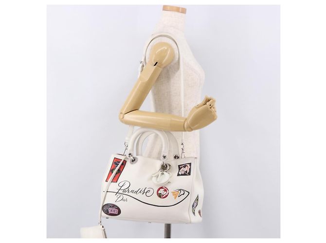 Christian Dior Hand Bag Leather 2way White Silver - vista 28