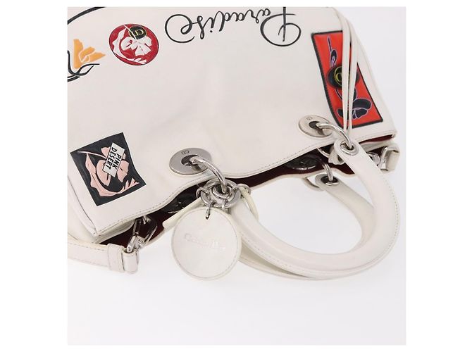 Christian Dior Hand Bag Leather 2way White Silver - vista 6