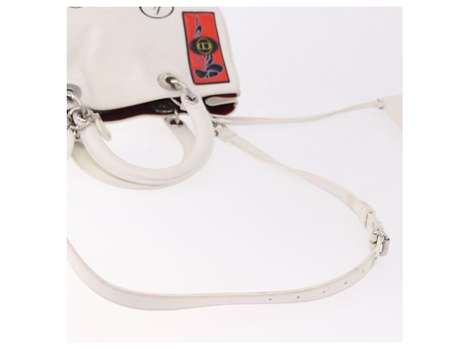 Christian Dior Hand Bag Leather 2way White Silver - vista 9