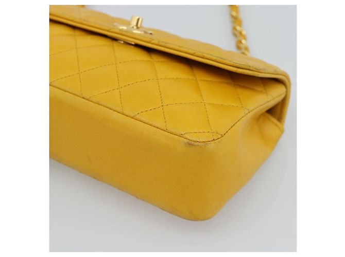 CHANEL Matelasse Chain Shoulder Bag Lamb Skin Yellow Gold CC - vista 10