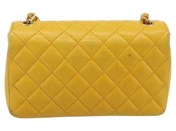 CHANEL Matelasse Chain Shoulder Bag Lamb Skin Yellow Gold CC - vista 3