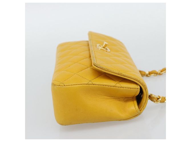 CHANEL Matelasse Chain Shoulder Bag Lamb Skin Yellow Gold CC - vista 5