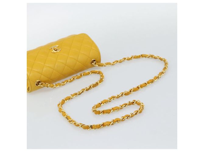 CHANEL Matelasse Chain Shoulder Bag Lamb Skin Yellow Gold CC - vista 7