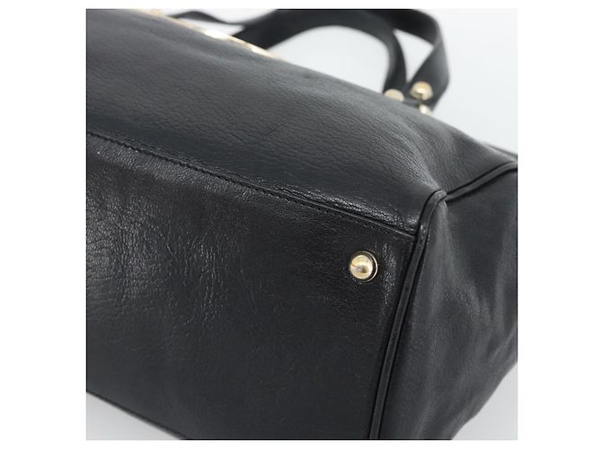 GUCCI Interlocking G Hand Bag Leather Black Gold Tone 131445 - vista 10