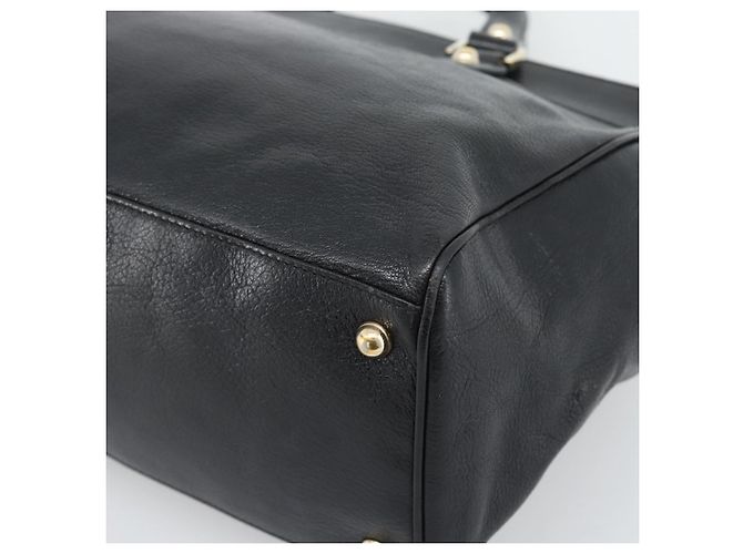GUCCI Interlocking G Hand Bag Leather Black Gold Tone 131445 - vista 12