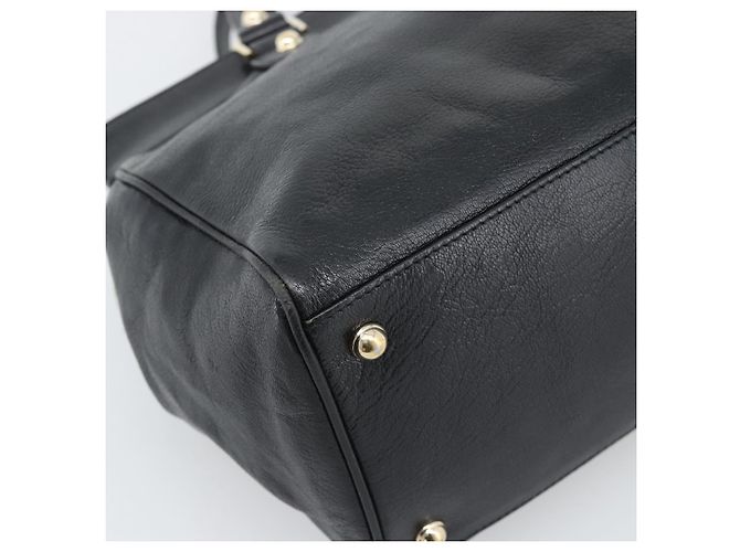 GUCCI Interlocking G Hand Bag Leather Black Gold Tone 131445 - vista 13
