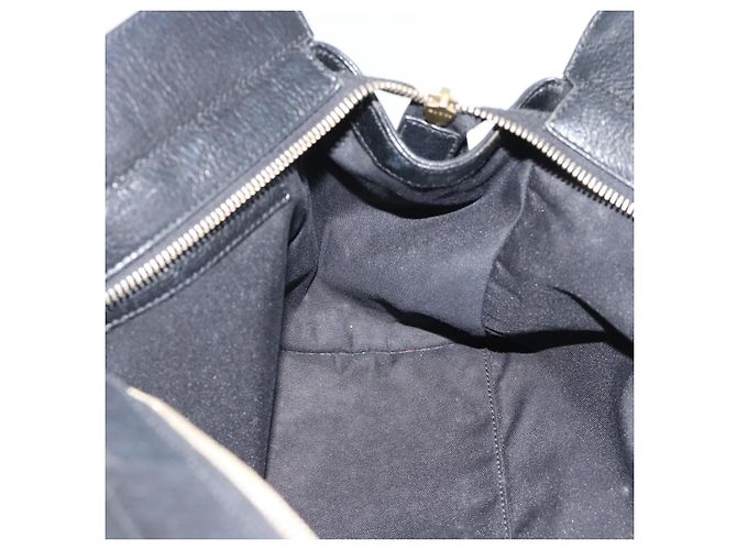 GUCCI Interlocking G Hand Bag Leather Black Gold Tone 131445 - vista 17