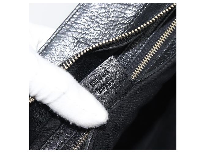 GUCCI Interlocking G Hand Bag Leather Black Gold Tone 131445 - vista 21