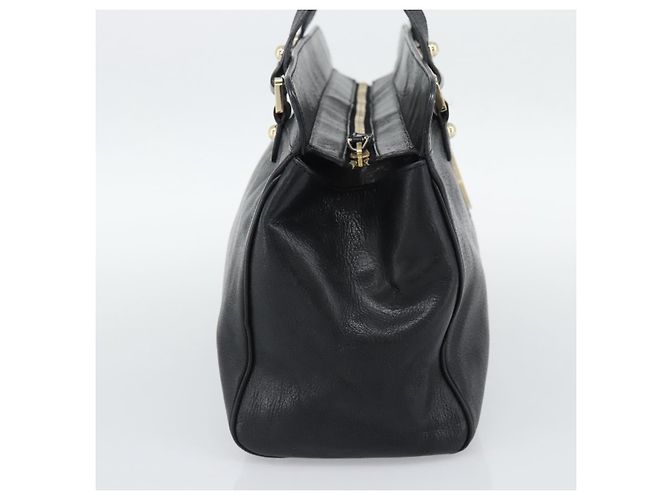 GUCCI Interlocking G Hand Bag Leather Black Gold Tone 131445 - vista 4