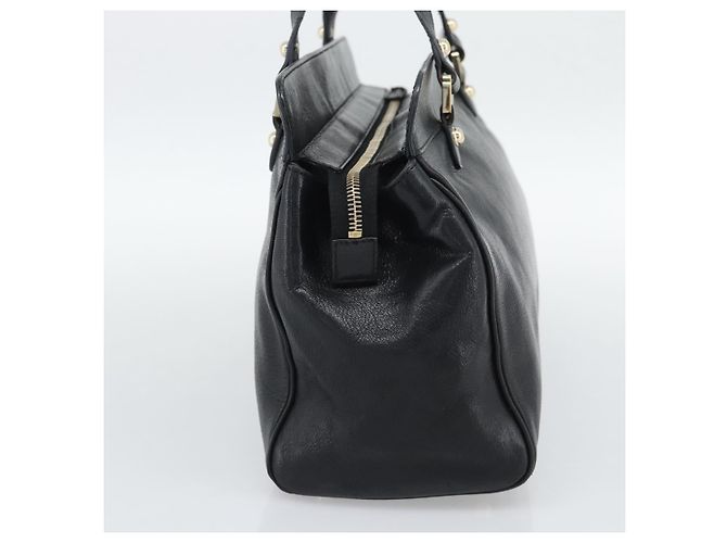 GUCCI Interlocking G Hand Bag Leather Black Gold Tone 131445 - vista 5