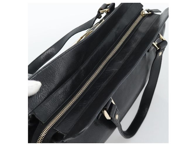 GUCCI Interlocking G Hand Bag Leather Black Gold Tone 131445 - vista 6