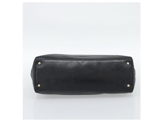GUCCI Interlocking G Hand Bag Leather Black Gold Tone 131445 - vista 9